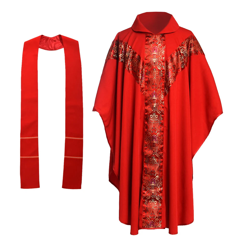 Clergy Chasuble & Stole Set — Liturgical Vestment for Catholic Priests
