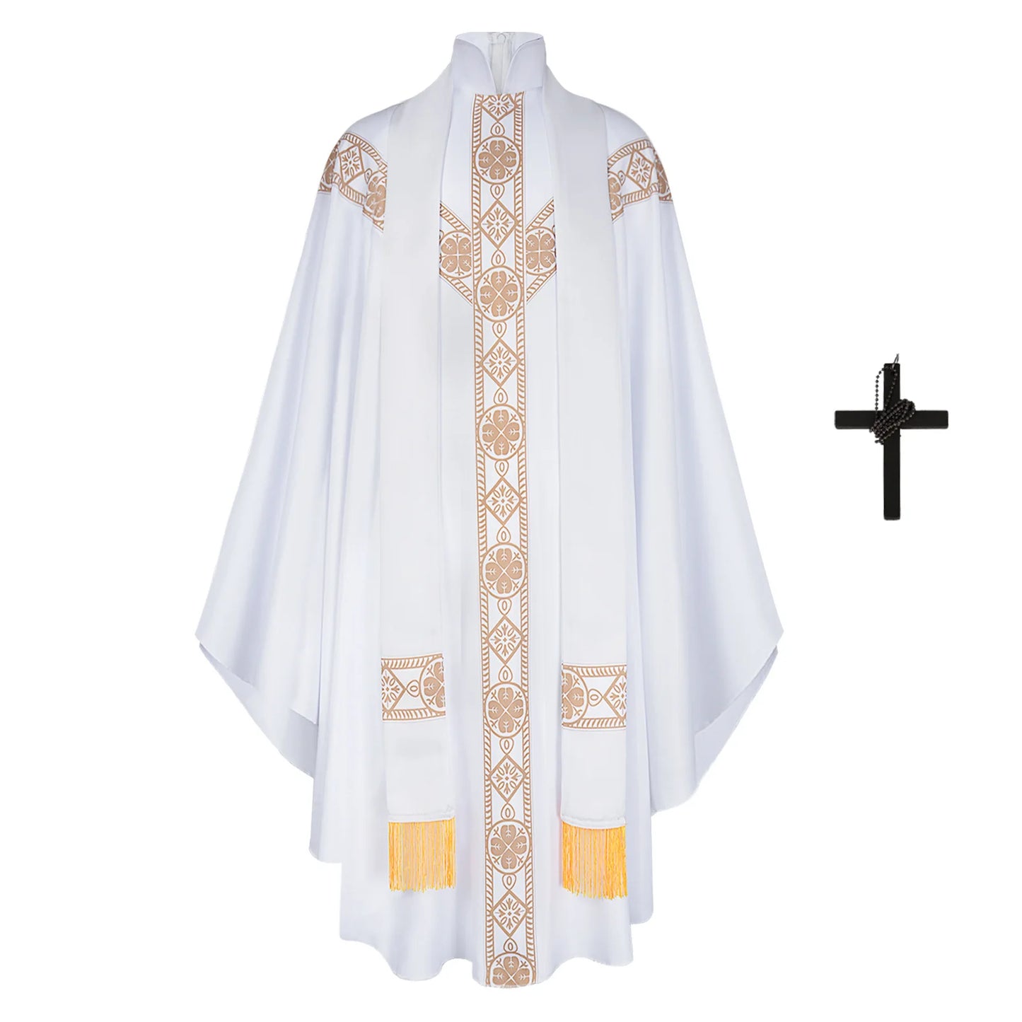 Adult Unisex Clergy Chasuble Vestment Set – Premium Liturgical Priest Gown with Stole and Cross Pendant