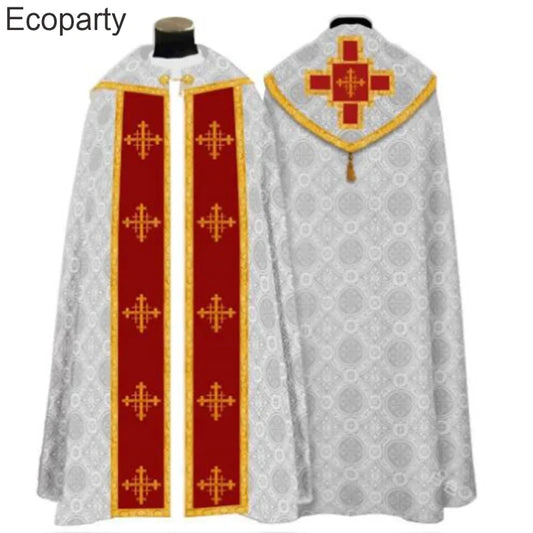 Medieval Clergy Chasuble Cope – Liturgical Church Vestment Cloak for Ceremonies