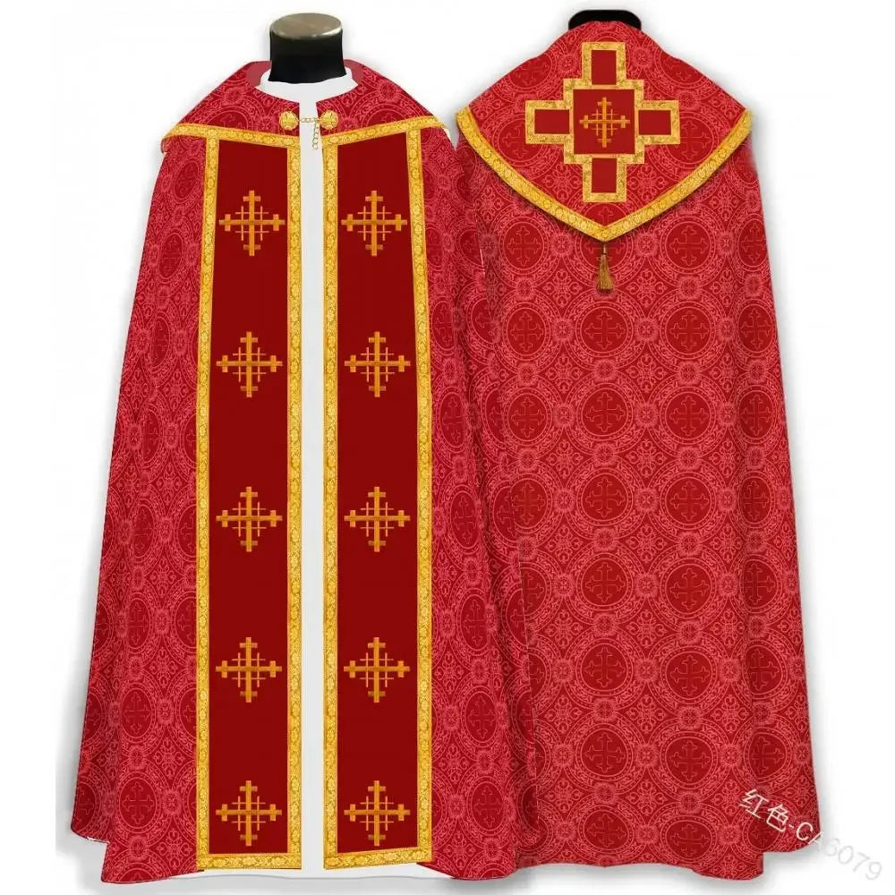 Ecoparty Unisex Medieval Clergy Chasuble Cope – Liturgical Church Vestment Cloak for Ceremonies