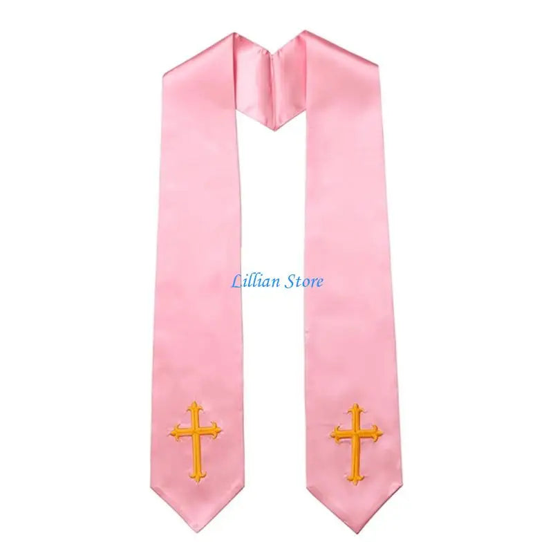 Adult Unisex 72-Inch Liturgical Clergy Stole – Premium Embroidered Cross Ministry Scarf