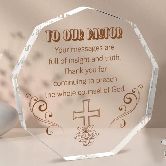 Pastor Appreciation Acrylic Plaque Decor Gift for Home & Office