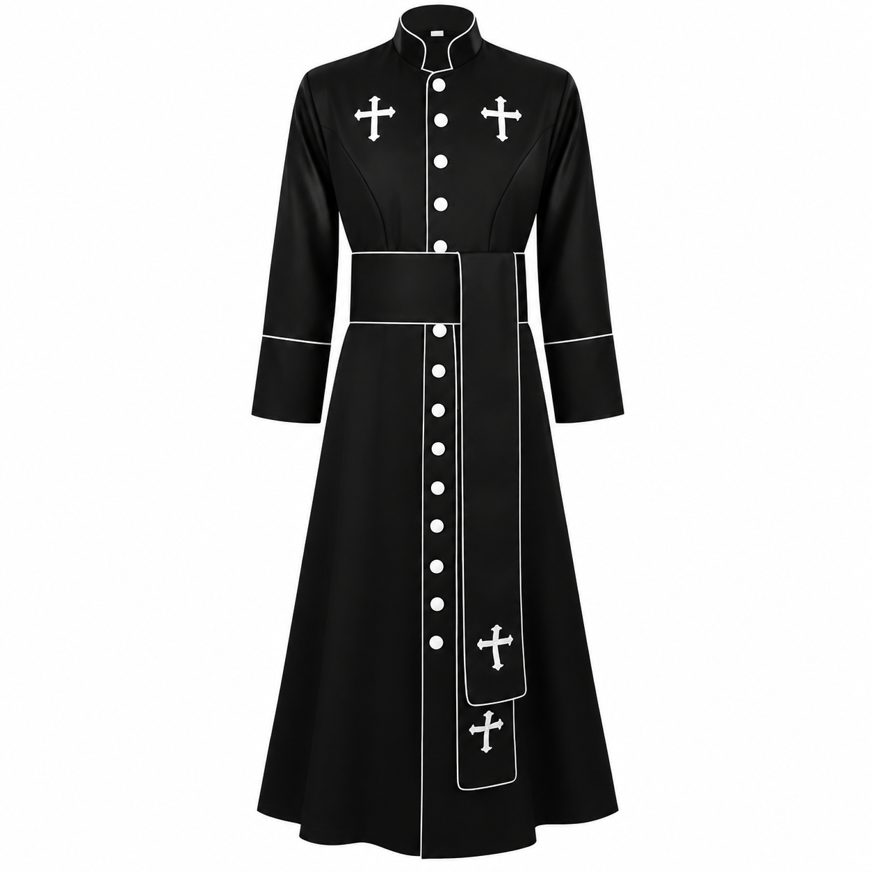 Unisex Clergy Cassock Robe Set with Cross Details