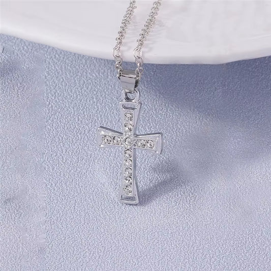  Christian Dazzling Zircon Cross Pendant Necklace