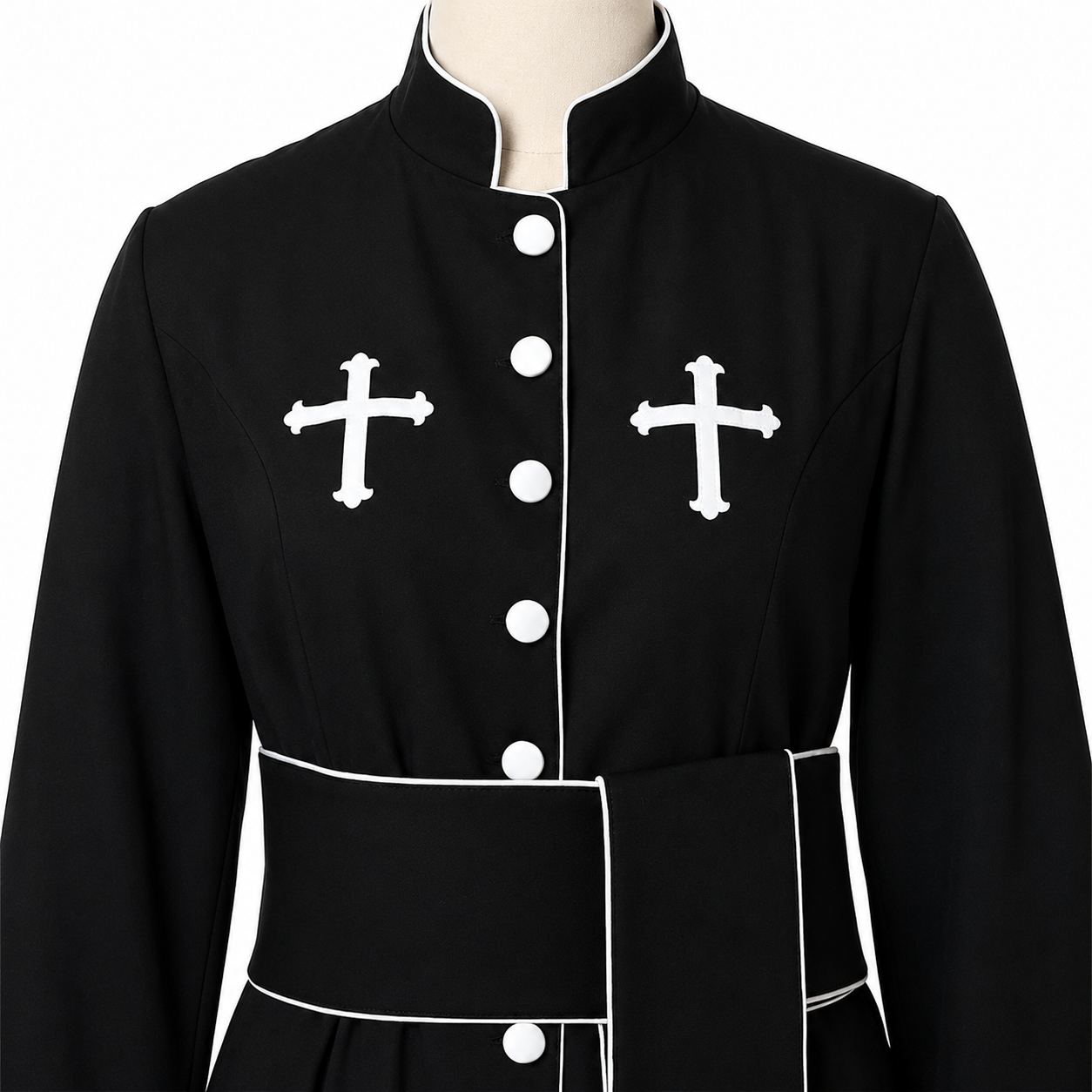 Unisex Clergy Cassock Robe Set with Cross Details