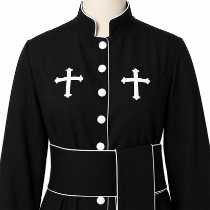 Unisex Clergy Cassock Robe Set with Cross Details