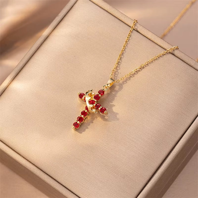 Radiant Zircon Cross Necklace