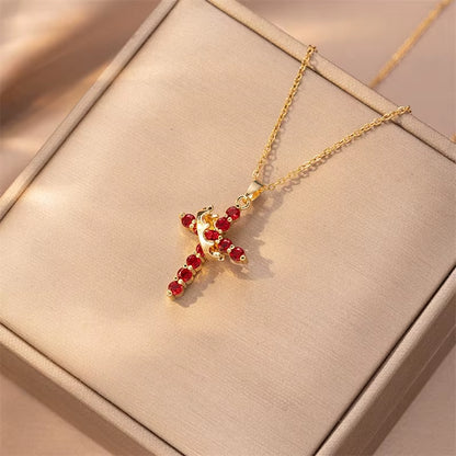 Radiant Zircon Cross Necklace