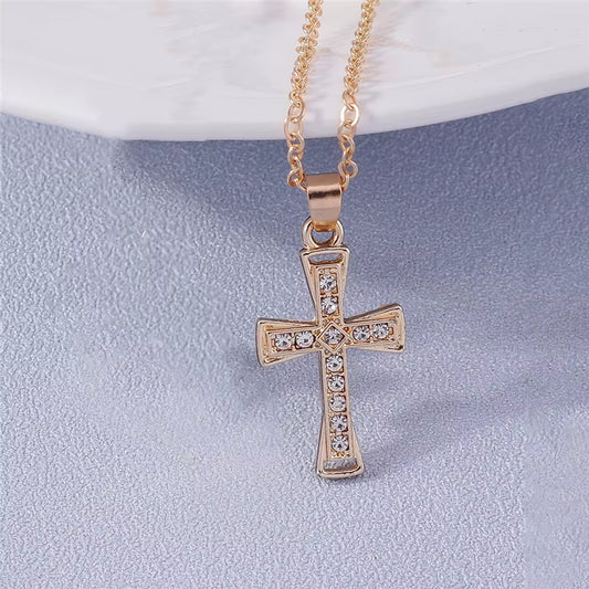  Christian Dazzling Zircon Cross Pendant Necklace
