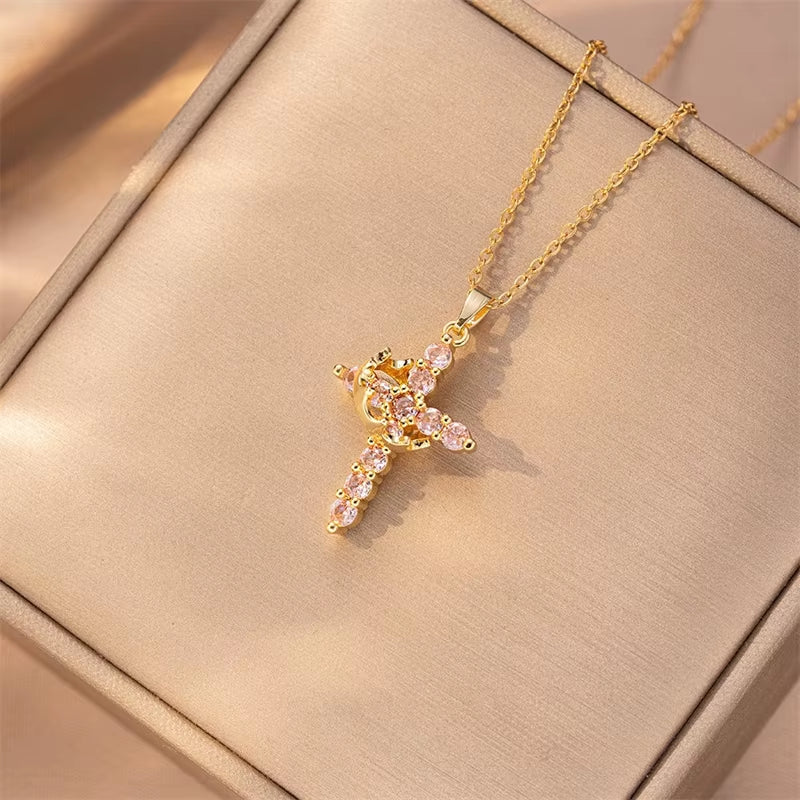 Radiant Zircon Cross Necklace