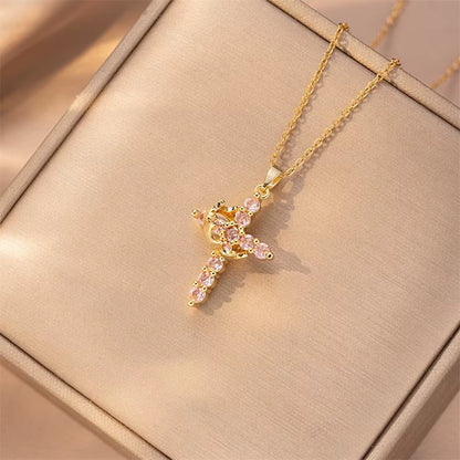 Radiant Zircon Cross Necklace