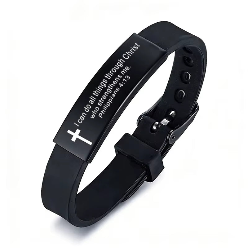 Religious Cross Scripture Bracelet