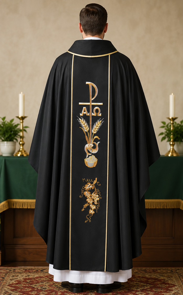 Chasuble Vestment — Woven Liturgical Priest Mass Gown