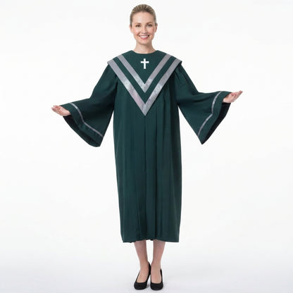 Adult Unisex Church Choir Robe Set with Cross Stole