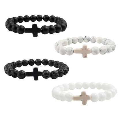 Natural Stone Cross Beaded Bracelet