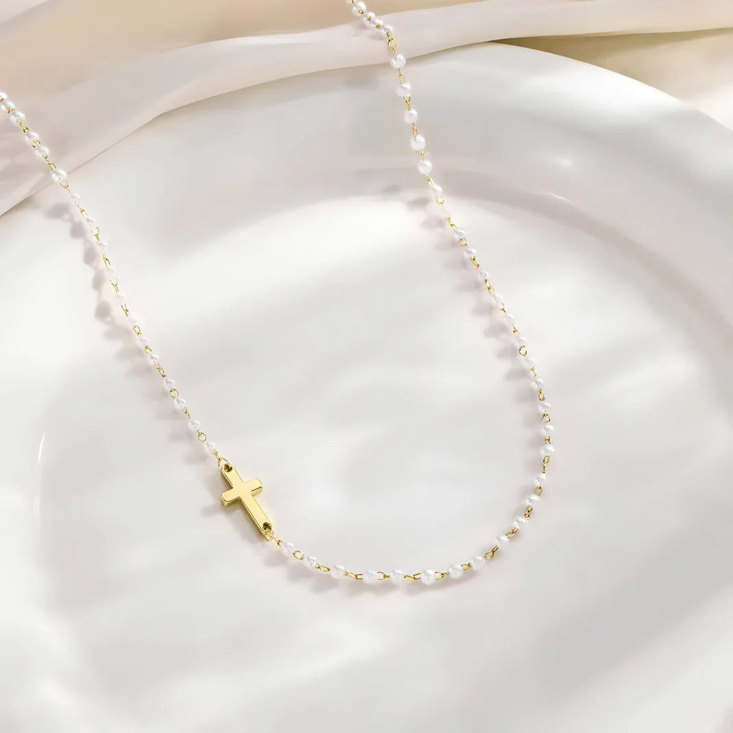 Pearl & Cross Necklace
