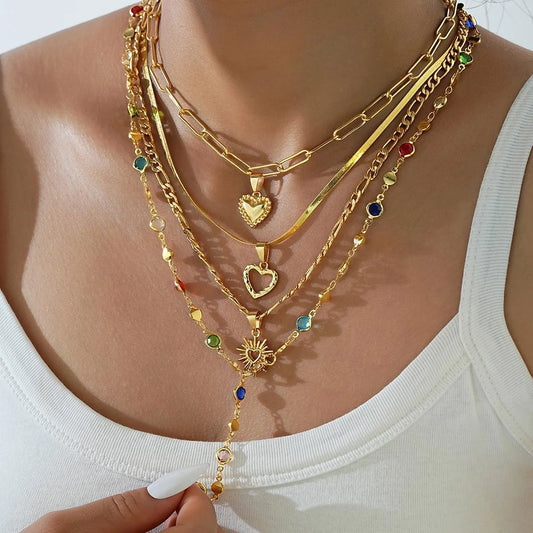 4 Layered Gold Necklace Set