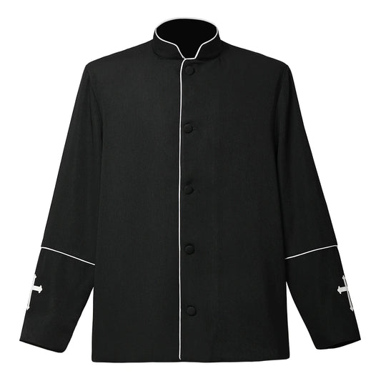 Men Priest Jacket Uniform Catholic Church Cross Pastor Minister Choir Costume
