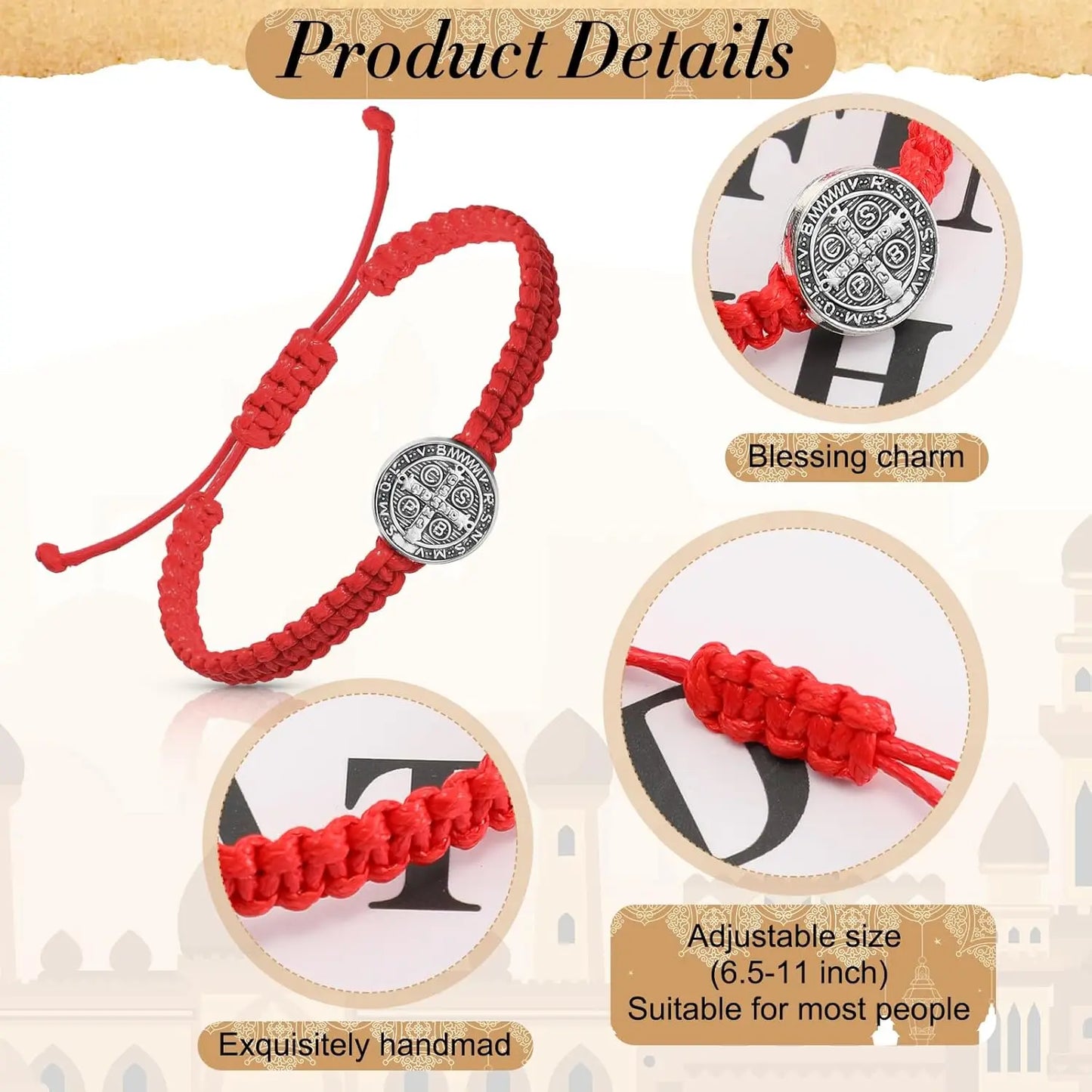 St. Benedict Blessing Charm Bracelet — Set of 2