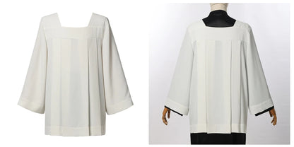 Men's Broadcloth Liturgical Clergy Alb – Traditional Church Surplice with Inserts
