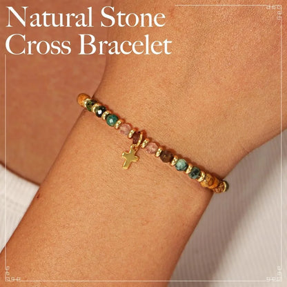 Natural Stone Cross Bracelet — A Reminder of God's Love