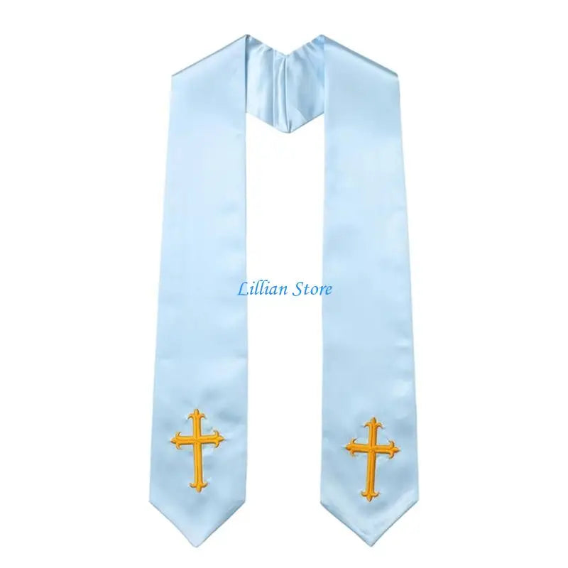Adult Unisex 72-Inch Liturgical Clergy Stole – Premium Embroidered Cross Ministry Scarf