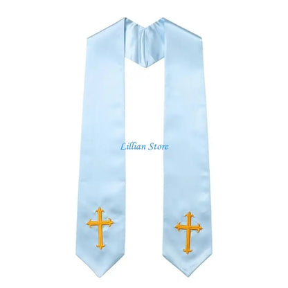 Adult Unisex 72-Inch Liturgical Clergy Stole – Premium Embroidered Cross Ministry Scarf