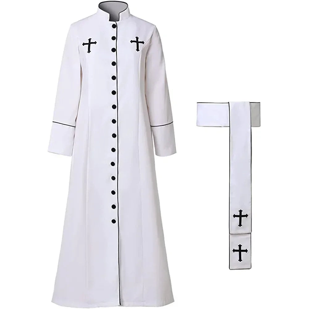 Gracynn Unisex Medieval Clergy Cassock Robe – Anime-Inspired Liturgical Set with Coat and Belt