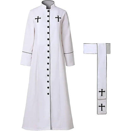 Gracynn Unisex Medieval Clergy Cassock Robe – Anime-Inspired Liturgical Set with Coat and Belt