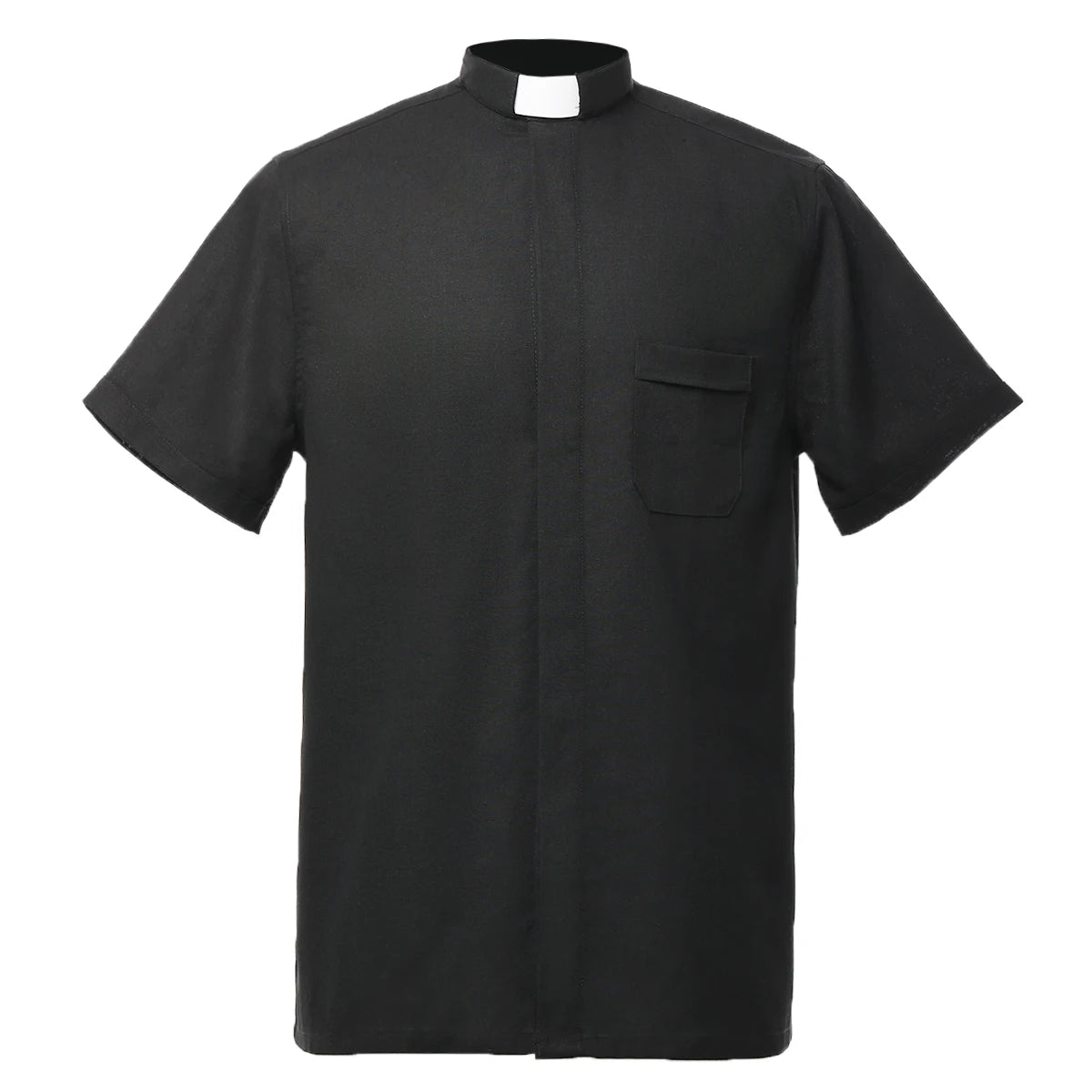 Men's Broadcloth Short Sleeve Clergy Tab-Collar Shirt – Lightweight Minister Uniform Top