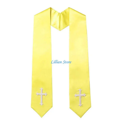 Adult Unisex 72-Inch Liturgical Clergy Stole – Premium Embroidered Cross Ministry Scarf