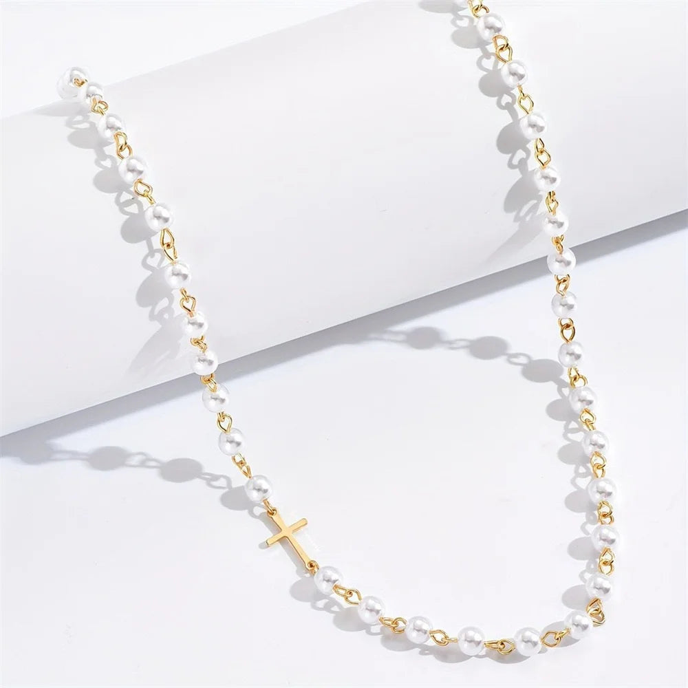 Pearl & Cross Necklace