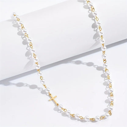Pearl & Cross Necklace