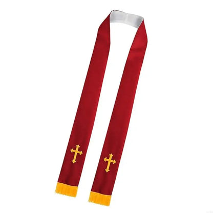 Adult Unisex Reversible Liturgical Clergy Stole – Premium Embroidered Cross Ministry Scarf