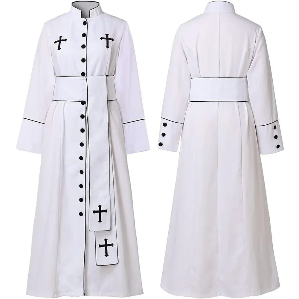Gracynn Unisex Medieval Clergy Cassock Robe – Anime-Inspired Liturgical Set with Coat and Belt