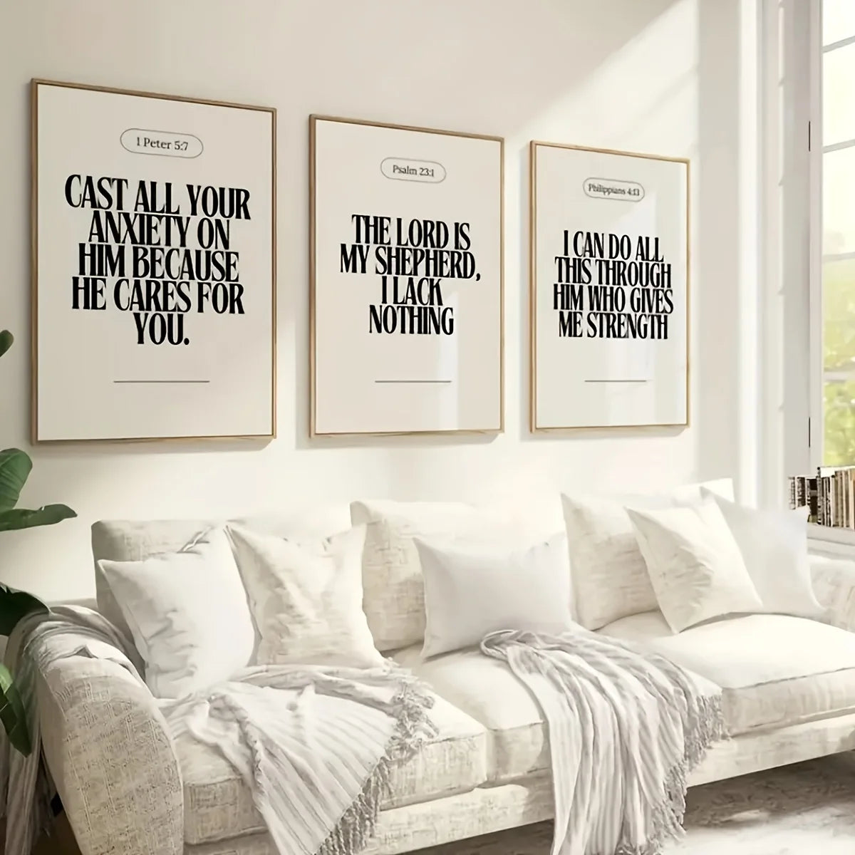 Set of 3 Inspirational Scripture Canvas Prints