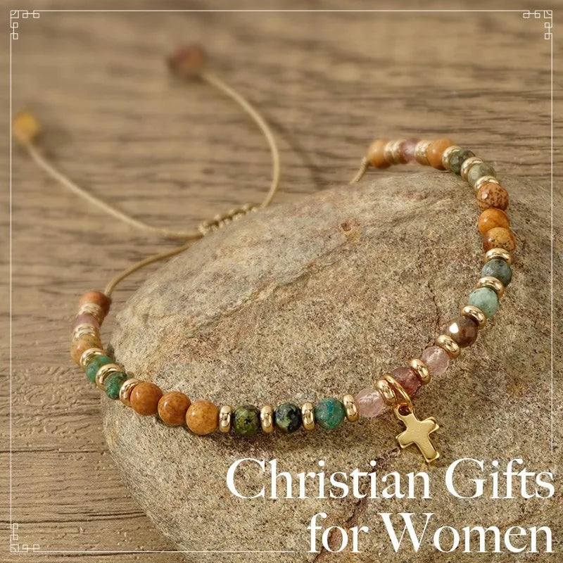 Natural Stone Cross Bracelet — A Reminder of God's Love