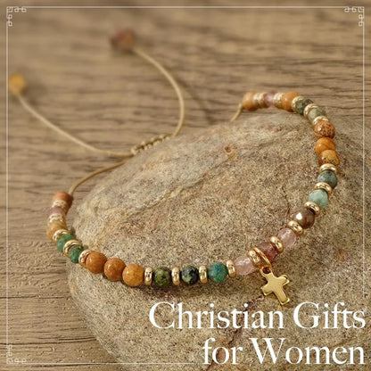 Natural Stone Cross Bracelet — A Reminder of God's Love