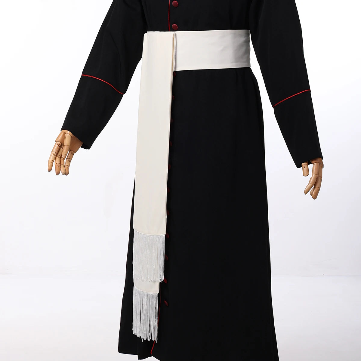 Men's Broadcloth Clergy Cassock Cincture Set – Wide Sash Waist Belt with Fringed Trim