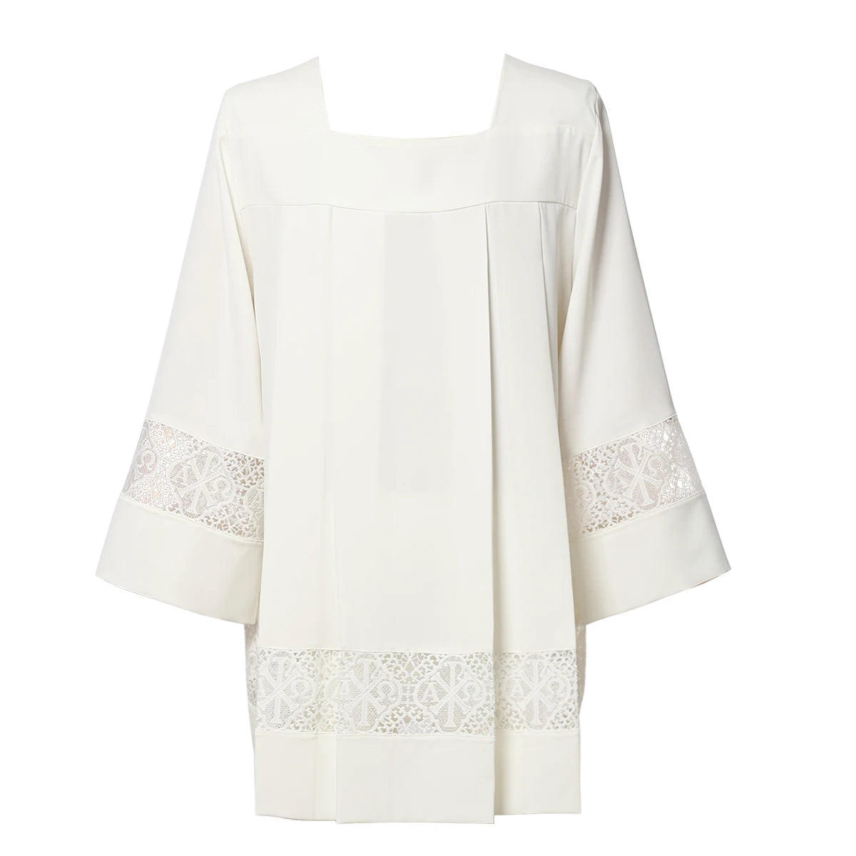 Men's Broadcloth Liturgical Clergy Alb – Traditional Church Surplice with Inserts