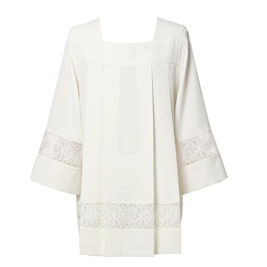 Men's Broadcloth Liturgical Clergy Alb – Traditional Church Surplice with Inserts