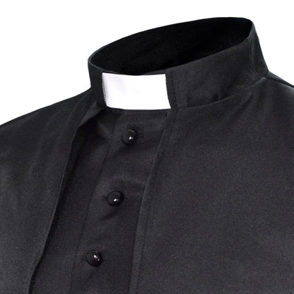 Men's Traditional Roman Catholic Clergy Cassock Robe Set – Complete Liturgical Vestment with Shoulder Cape, Cincture Belt, and Cross Pendant