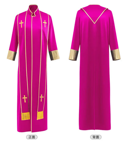 Adult Unisex Clergy Cassock Robe Set – Premium Liturgical Gown with Embroidered Cross Stoles