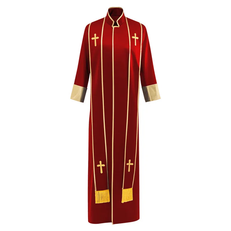 Adult Unisex Clergy Cassock Robe Set – Premium Liturgical Gown with Embroidered Cross Stoles