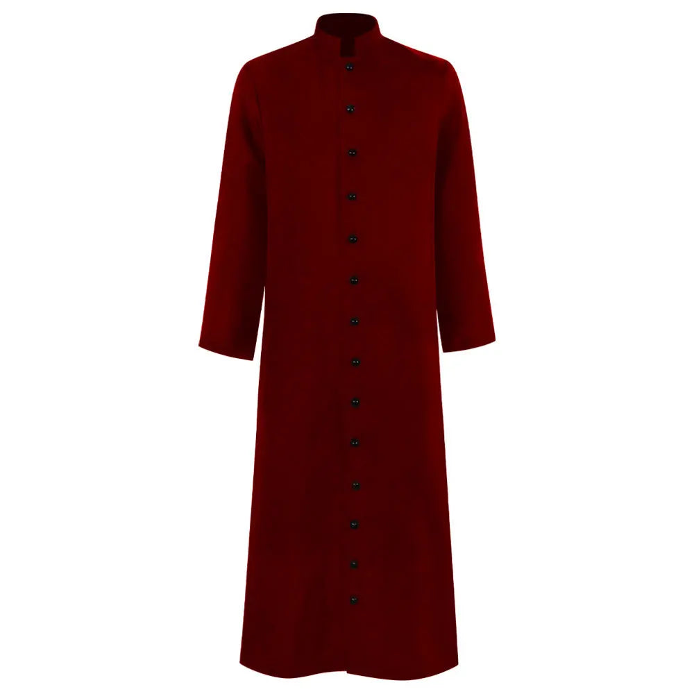 Men's Traditional Roman Catholic Clergy Cassock Robe – Minimalist Single-Breasted Vestment