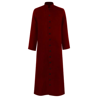 Men's Traditional Roman Catholic Clergy Cassock Robe – Minimalist Single-Breasted Vestment