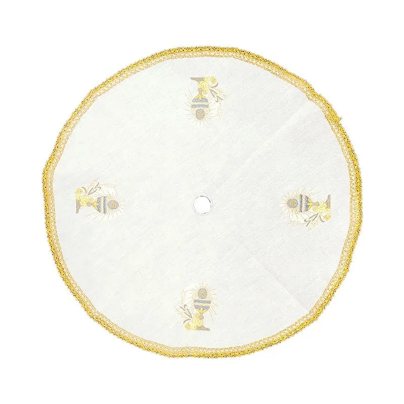 Sacred Embroidered Chalice Veil and Paten Cover – Liturgical Altar Vessel Cloth with Cross Finial