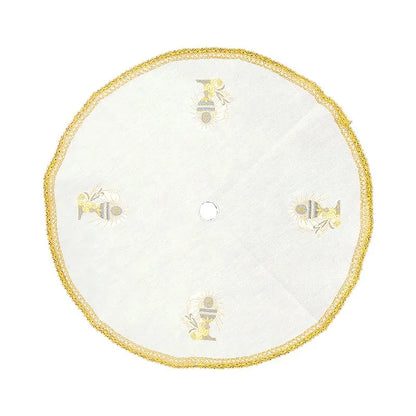 Sacred Embroidered Chalice Veil and Paten Cover – Liturgical Altar Vessel Cloth with Cross Finial
