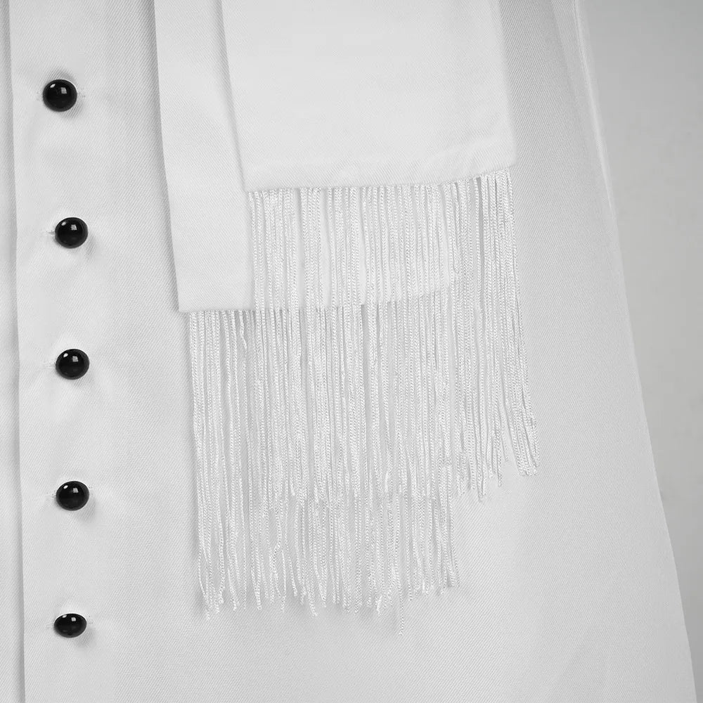 Men's Traditional Roman Catholic Clergy Cassock Robe Set – Complete Liturgical Vestment with Shoulder Cape, Cincture Belt, and Cross Pendant