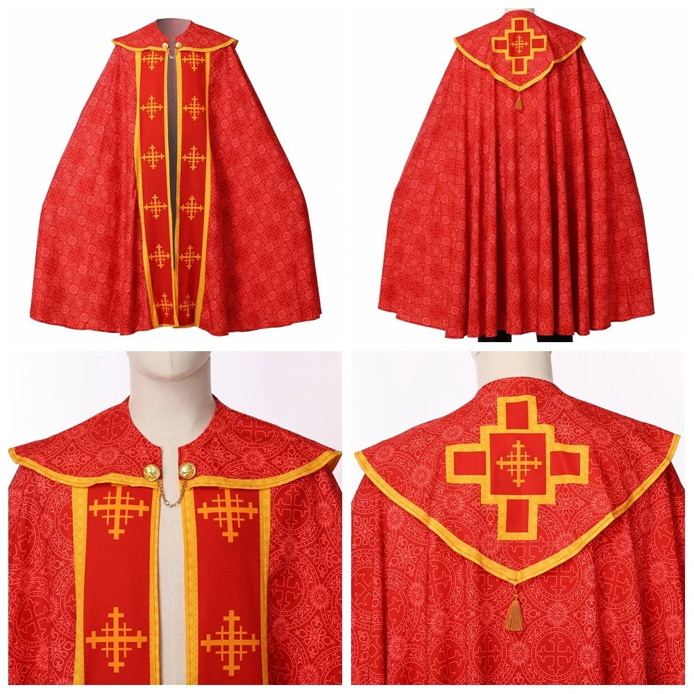 Ecoparty Unisex Medieval Clergy Chasuble Cope – Liturgical Church Vestment Cloak for Ceremonies